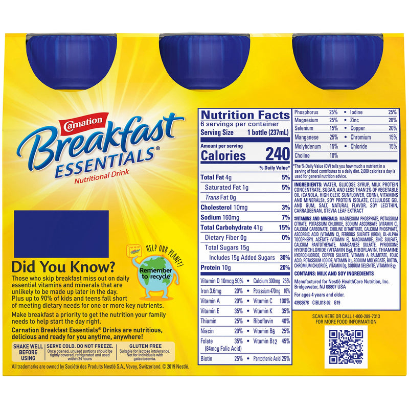 Carnation Breakfast Essentials® Vanilla Oral Supplement, 8 oz. Bottle