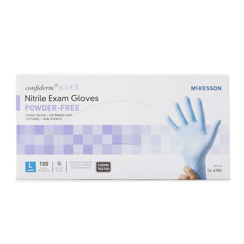 McKesson Confiderm® 6.5CX Extended Cuff Nitrile Extended Cuff Length Exam Glove, Large, Blue