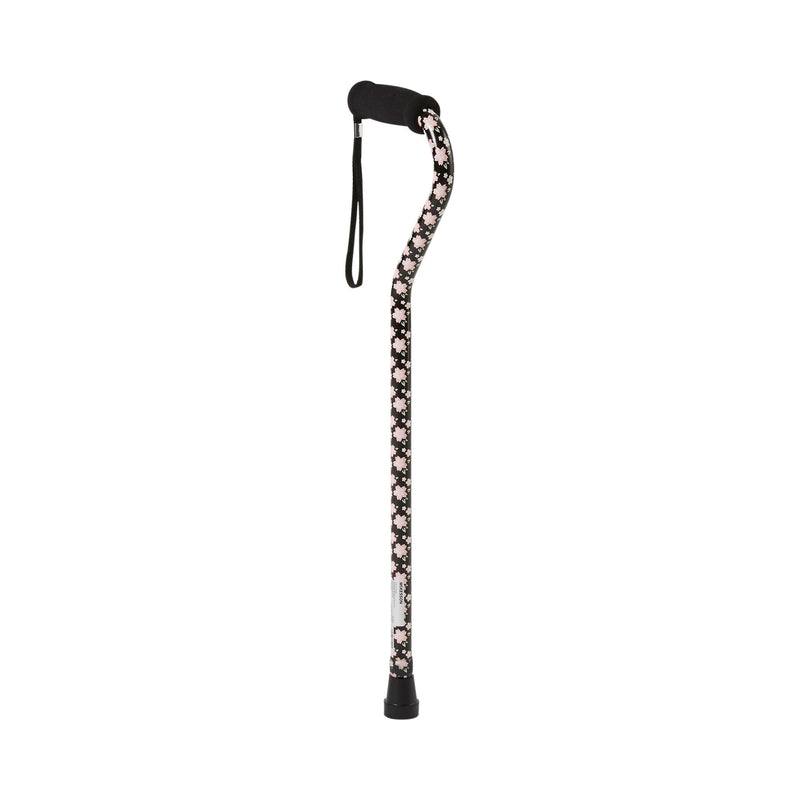 McKesson Pink Floral Offset Cane, Aluminum, 30 – 39 Inch Height