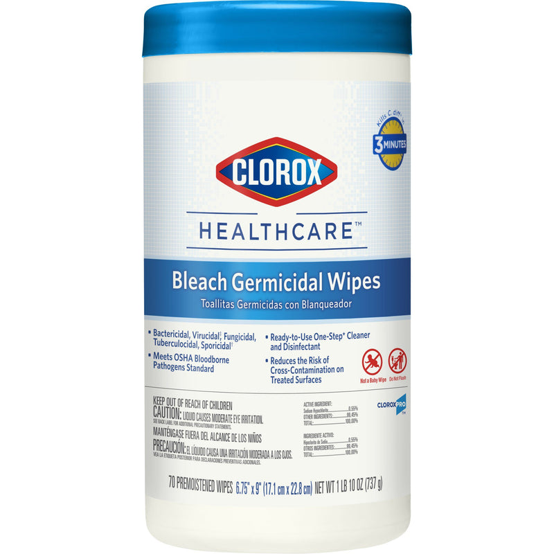 Clorox Healthcare Surface Disinfectant Cleaner, Chlorine Scent, Nonsterile, 6.75 X 9 Inch, Canister