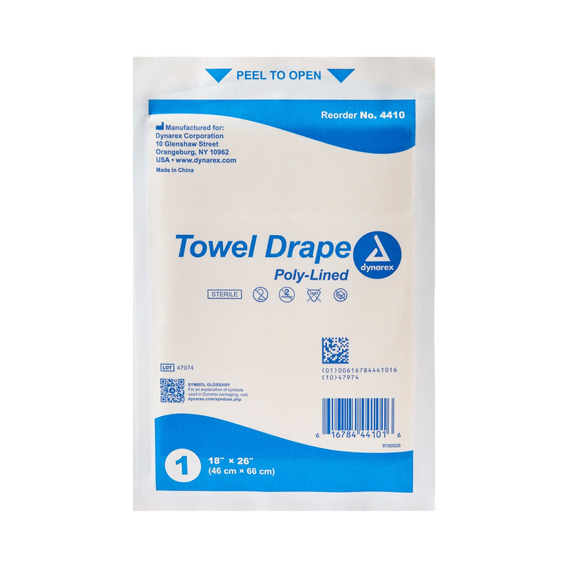 dynarex® Sterile Towel General Purpose Drape, 18 W x 26 L Inch