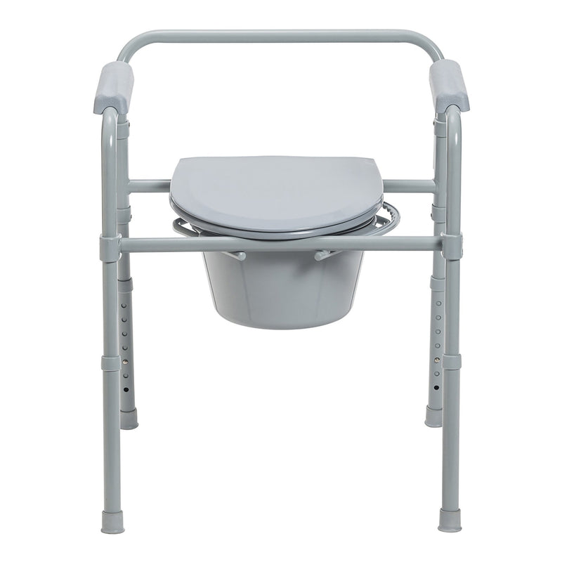 McKesson Folding Fixed Arm Steel Commode Chair