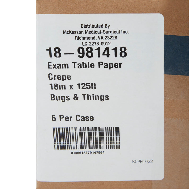 McKesson Crepe Table Paper, 18 Inch x 125 Foot, Print (Bugs and Things)