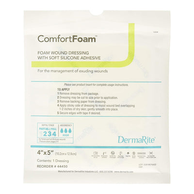 ComfortFoam™ Silicone Adhesive without Border Silicone Foam Dressing, 4 x 5 Inch