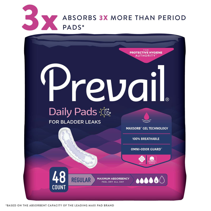 Prevail® Daily Pads Maximum Bladder Control Pad, 11-Inch Length