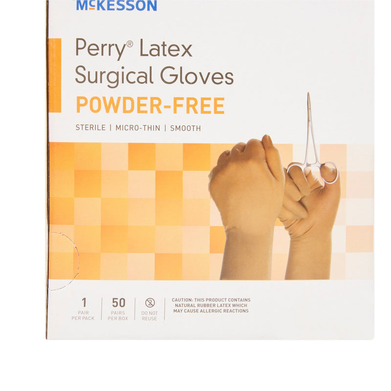 McKesson Perry® Latex Standard Cuff Length Surgical Glove, Size 7½, Brown