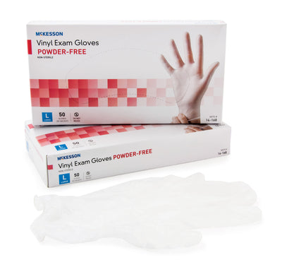 McKesson Confiderm® Vinyl Exam Glove, Large, Clear