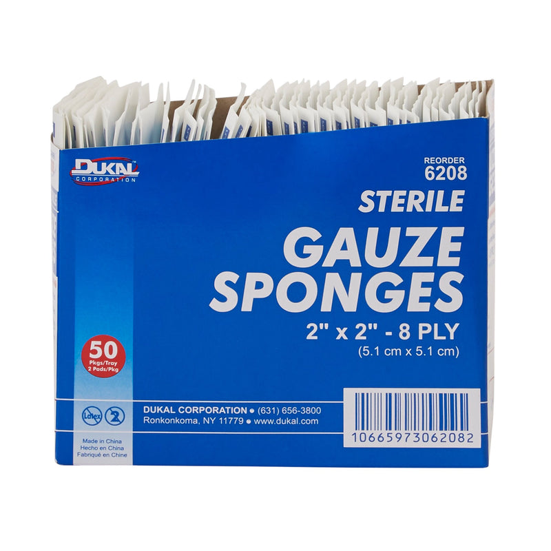 Dukal™ Sterile Gauze Sponge, 2 x 2 Inch