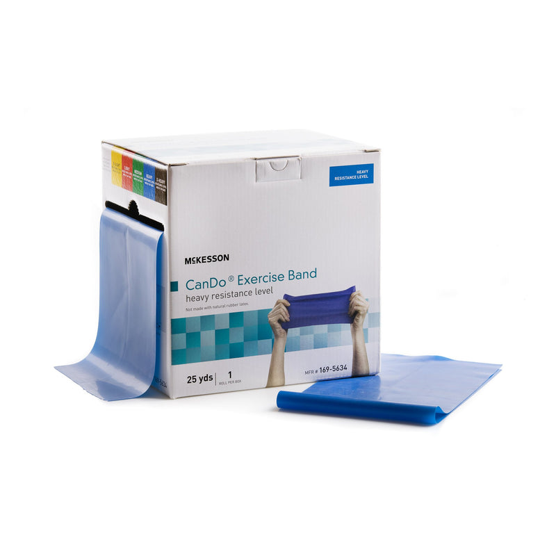 McKesson Exercise Resistance Band, Blue, 5 Inch x 25 Yard, Heavy Resistance