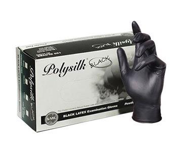 POLY SILK – Black Latex Examination Gloves - 18000 SERIES