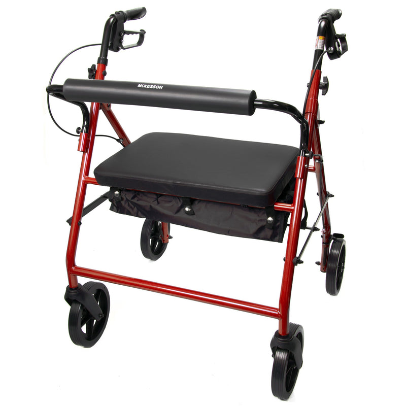 McKesson Bariatric Red Folding Steel 4-Wheel Rollator