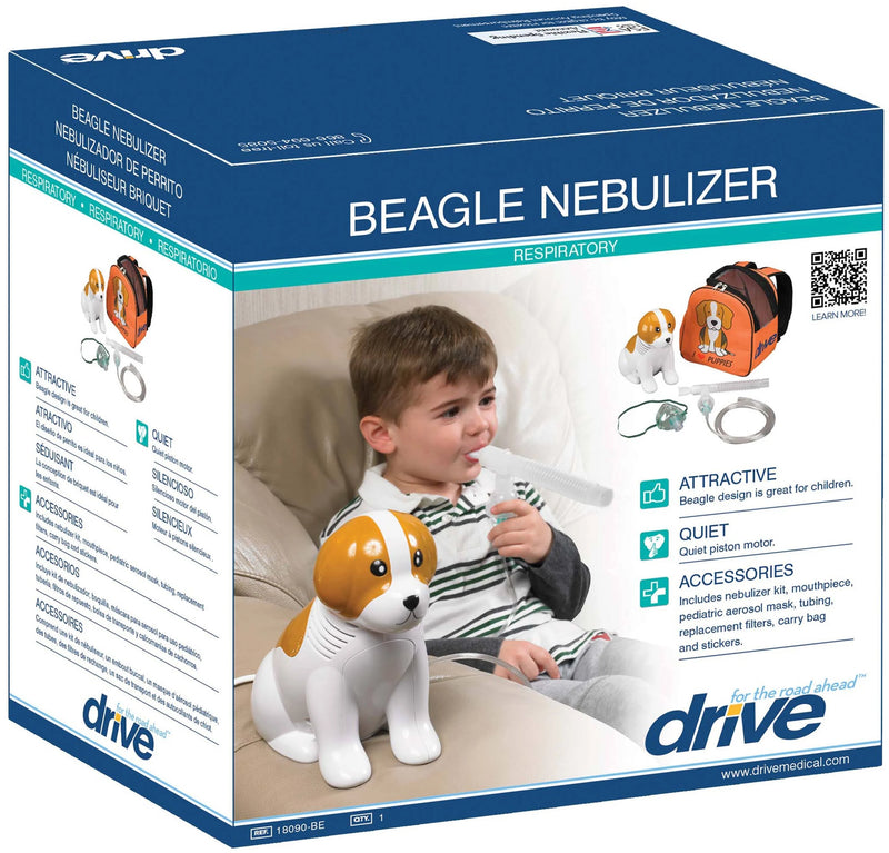 Drive Medical Beagle Pediatric Compressor Nebulizer Kit with Backpack, Disposable & Reusable Nebulizer