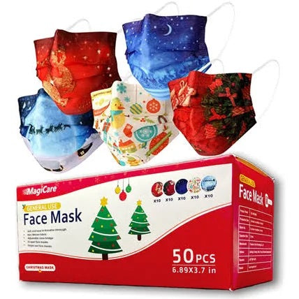 MagiCare 3-Ply ASTM Level 1 Non-Medical Face Masks (Winter Holiday / Christmas), 2000/Case