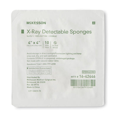 McKesson Sterile x-Ray Detectable Gauze Sponge, 4 x 4 Inch