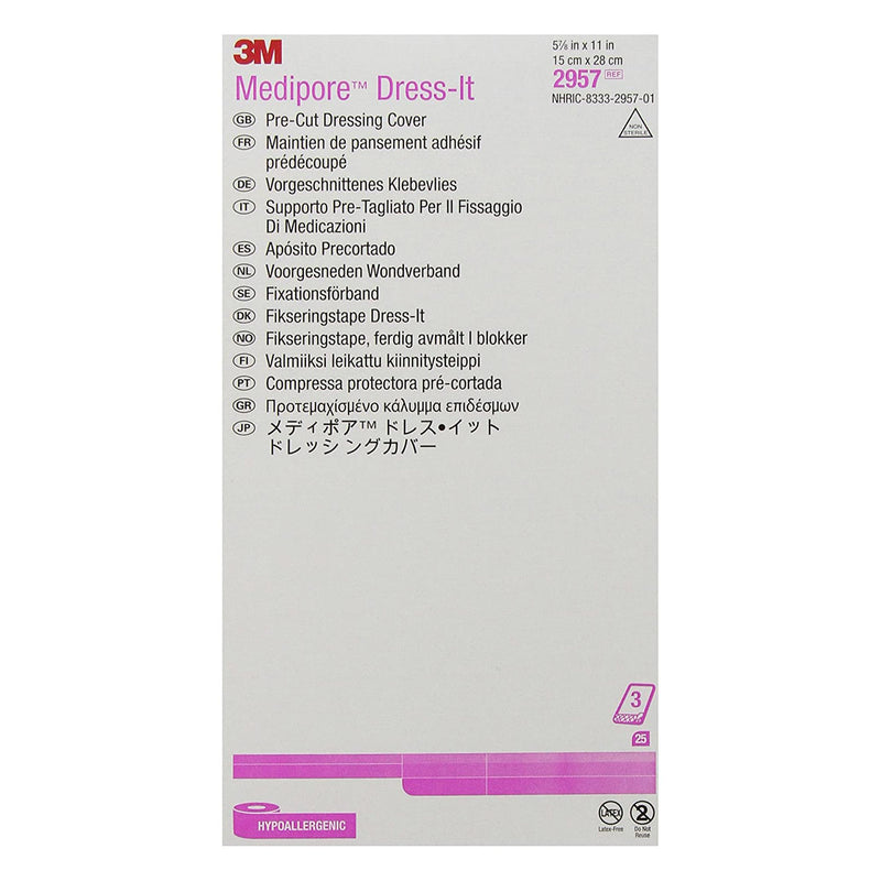 3M™ Medipore™ Dress-It Dressing Retention Tape with Liner, 5-7/8 x 11 Inch
