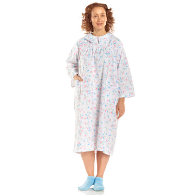 Flannelette Patient Gown Women Small-Medium  Pink/Blue Floral