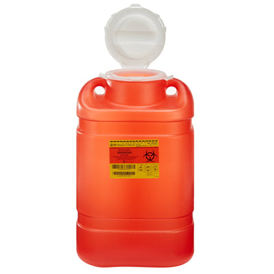 BD 1-Piece Sharps Container, 14" H X 7-1/2" W X 10-1/2" D, 5-Gallon, Red, Vertical Entry Lid