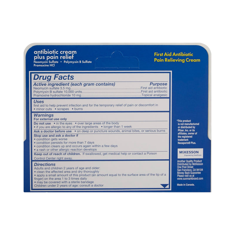 sunmark® Neomycin Sulfate / Polymyxin B Sulfate / Pramoxine First Aid Antibiotic with Pain Relief, 0.5 oz. Tube
