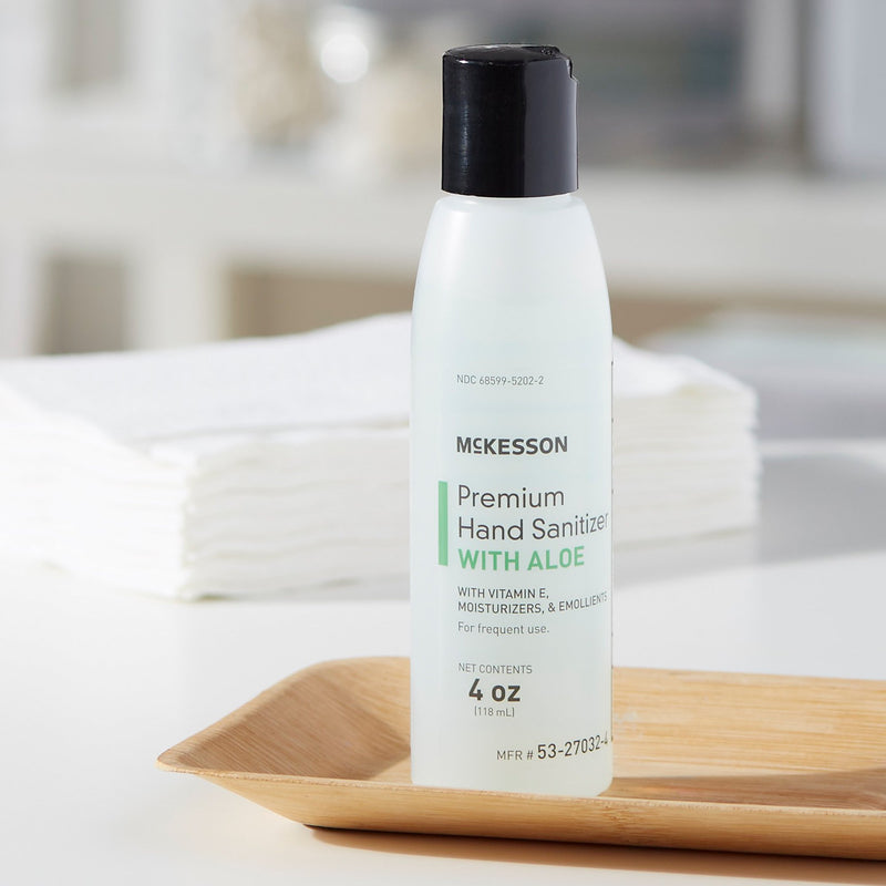 McKesson Premium Hand Sanitizer With Aloe, Ethyl Alcohol Gel, 4 oz Bottle