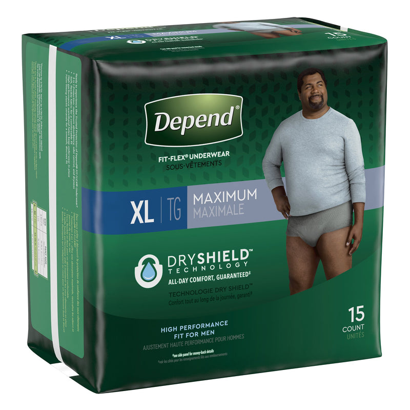 Depend FIT-FLEX Absorbent Underwear for Men, 44" to 64" Waist, X-Large