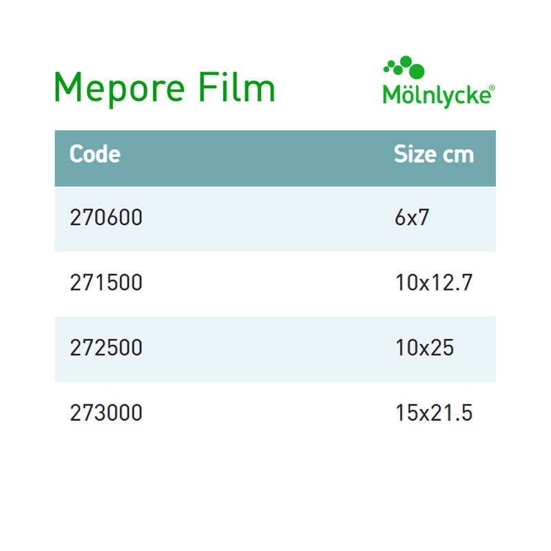 Mepore® Film Transparent Film Dressing, 6 x 8½ Inch
