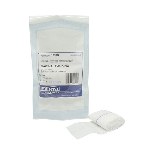Dukal Sterile Non-Impregnated Cotton Vaginal Packing, 2 x 36 Inch