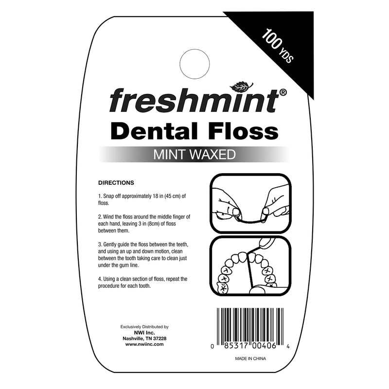 freshmint® Mint Flavored Waxed Dental Floss, 100 yds.