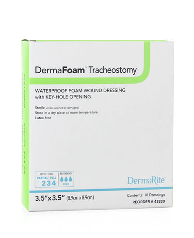 DermaFoam® Tracheostomy Nonadhesive without Border Foam Dressing, 3½ x 3½ Inch