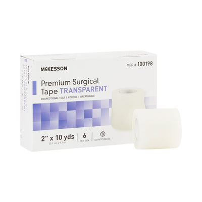 McKesson Plastic Medical Tape, 2 Inch x 10 Yard, Transparent