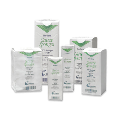 Cypress NonSterile Gauze Sponge, 2 x 2 Inch