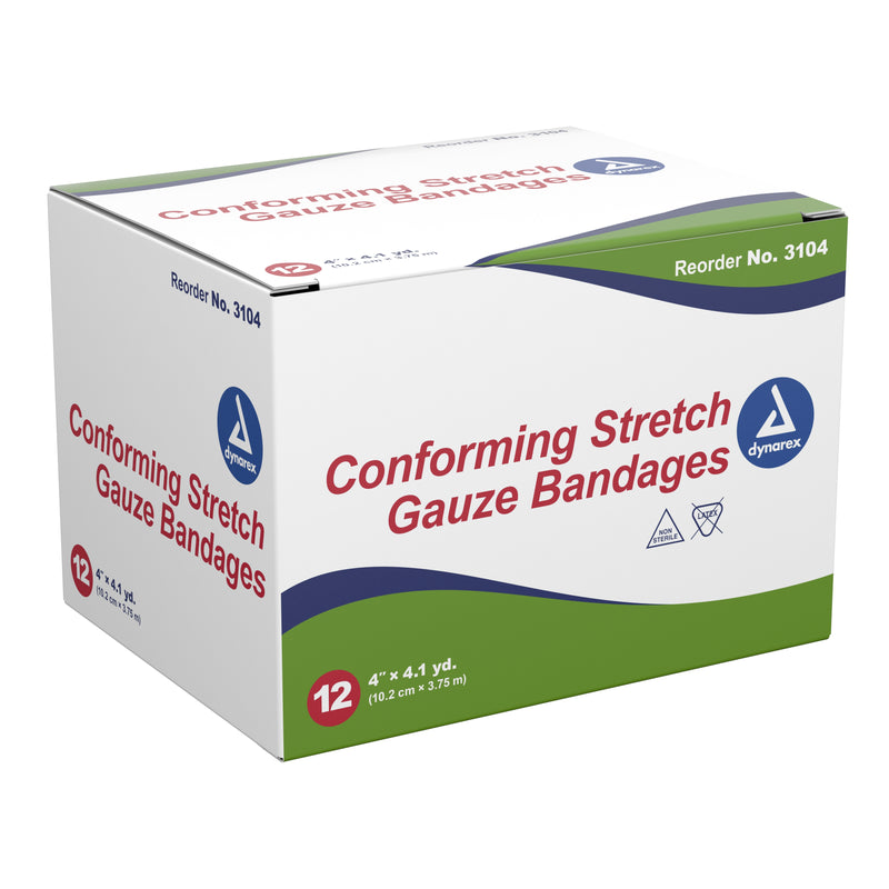 Dynarex® NonSterile Conforming Bandage, 4 Inch x 4-1/10 Yard