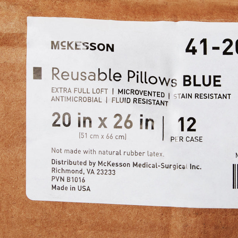 McKesson Reusable Bed Pillow, 20 x 26 Inch, Blue