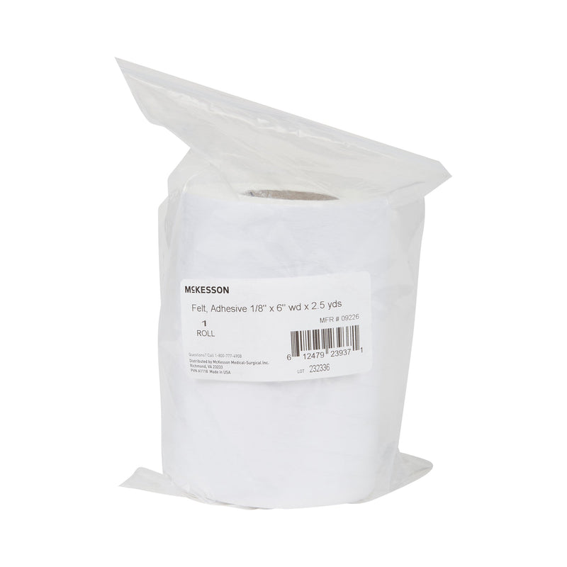 McKesson White Wool / Rayon Adhesive Orthopedic Felt Roll, 6 Inch x 2-1/2 Yard