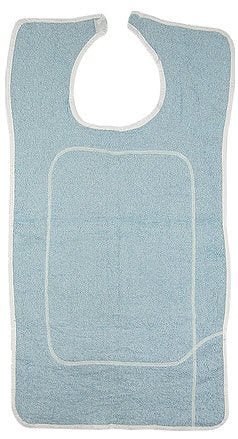 Beck's Classic Adult Bib with Barrier, White and Blue Terry, 18 x 36 in.