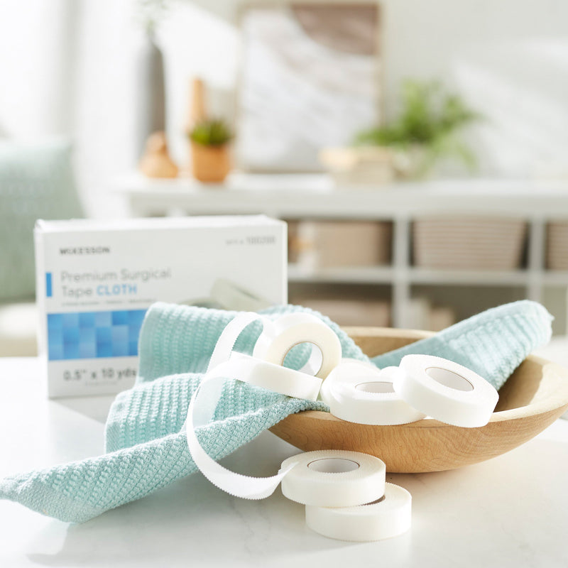 McKesson Silk-Like Cloth Medical Tape, 1/2 Inch x 10 Yard, White