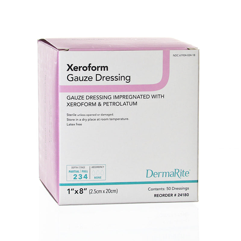 DermaRite Xeroform Gauze Impregnated Dressing, 1 x 8 Inch