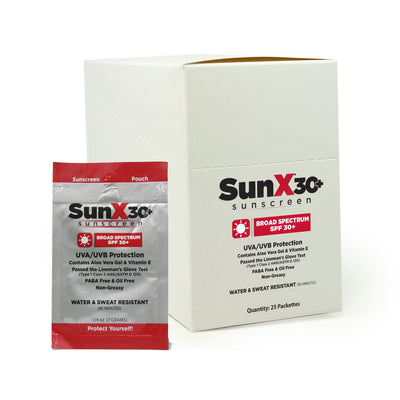 SunX® SPF 30+ Sunscreen with Dispenser Box, Individual Packet