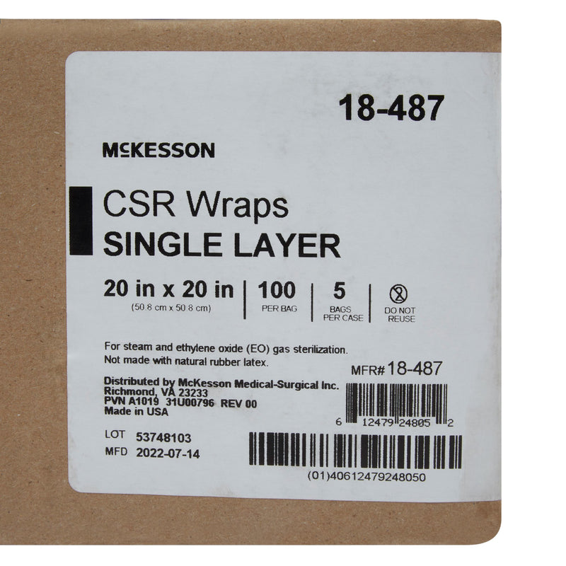 McKesson Single Layer Sterilization Wrap, 20 x 20 Inch