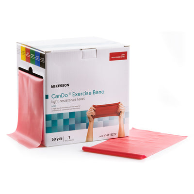 McKesson Exercise Resistance Band, Red, 5 Inch x 50 Yard, Light Resistance