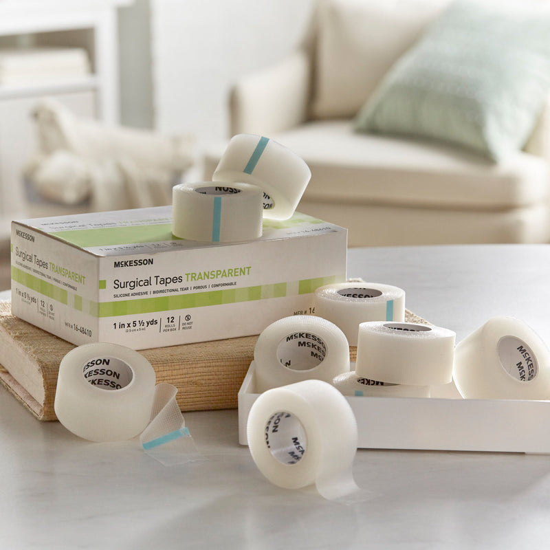 McKesson Silicone Medical Tape, 1 Inch x 5-1/2 Yard, Transparent