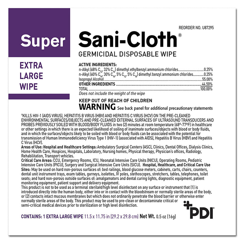 Super Sani-Cloth® Surface Disinfectant Wipe, X-Large Individual Packet