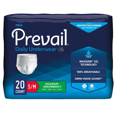 Prevail® Men's Daily Maximum Absorbent Underwear, Small / Medium