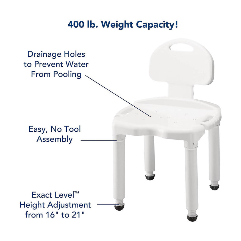 Carex Universal Bath Seat with Back, 400-lb Capacity