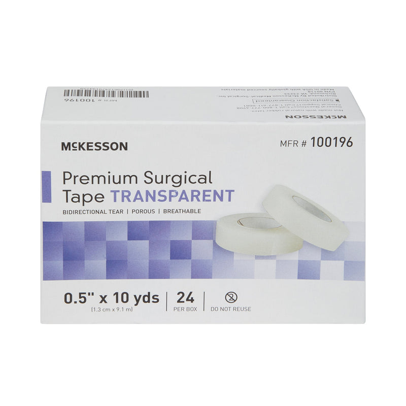 McKesson Plastic Medical Tape, 1/2 Inch x 10 Yard, Transparent