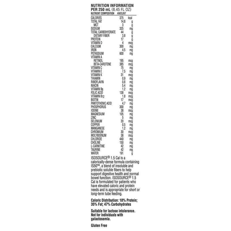 Isosource 1.5 Cal Tube-Feeding Formula, Calorically Dense, Complete Nutrition