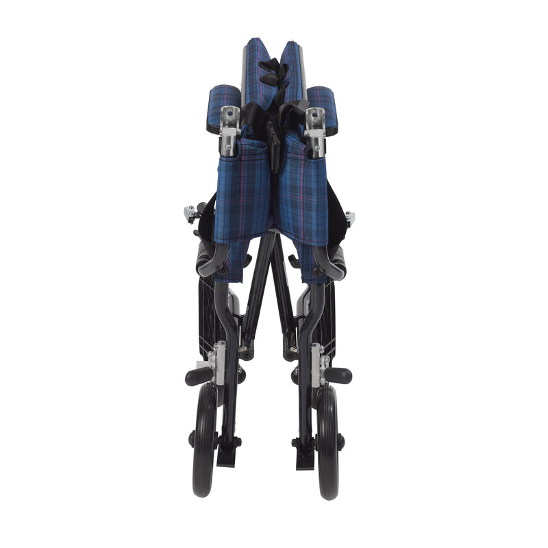 drive™ Fly-Lite Ultra Lightweight Transport Wheelchair, Blue with Blue Finish