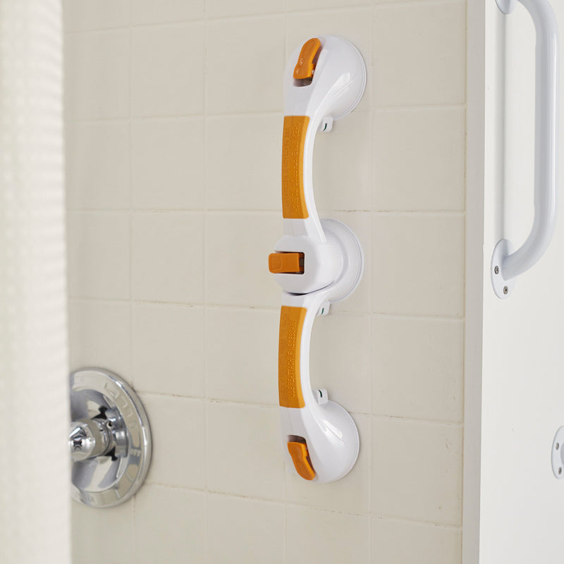 McKesson Rotating Suction-Cup Grab Bar, White/Yellow Plastic