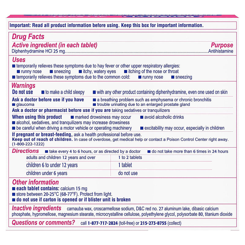 Benadryl® Allergy Ultratabs® Diphenhydramine Allergy Relief