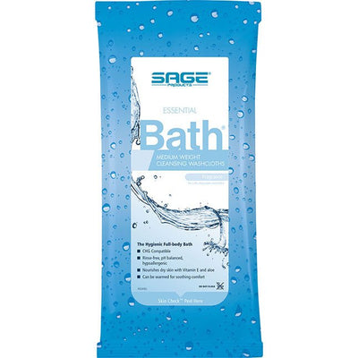 Essential Bath Rinse-Free Bath Wipes, Soft Pack