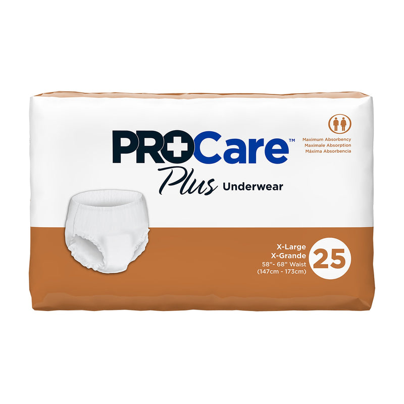 ProCare Plus Protective Underwear, Moderate Absorbency, Pull Up, Extra Large, Disposable, 58 to 68 Inch Waist/Hip